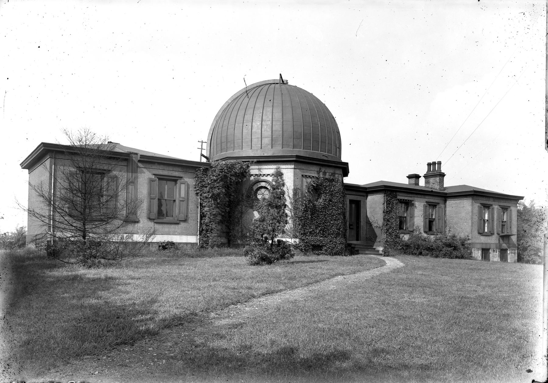 The original Allegheny Observatory, ivy-covered, circa 1900